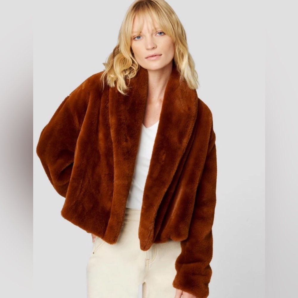 Blank NYC Women's Faux Fur Teddy Jacket in Warm Brown